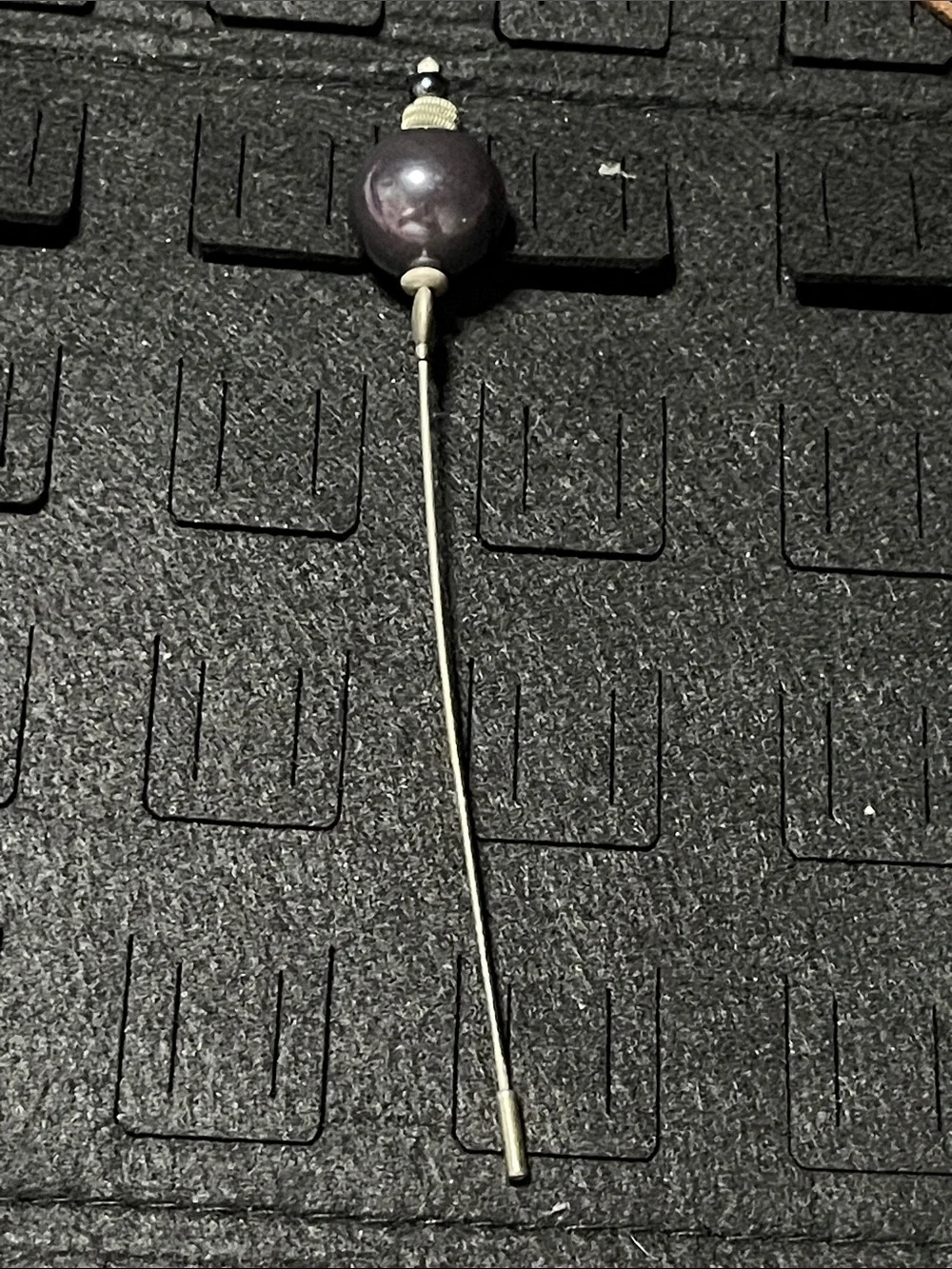 Black Beaded Hair Stick with Silver-Tone Accents